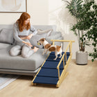 PawHut - Escalier pour chien - réglable, pliable avec tapis antidérapant-Quatre réglages de hauteur s’alignent avec les meubles, tels que le canapé ou un lit haut 