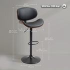 HOMCOM - Tabourets de bar avec dossier courbé et repose-pieds - noir - paquet de 2-Surface en PU confortable, rembourrée de mousse épaisse et bois de peuplier courbé pour détendre le corps 
