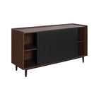 Manhattan Comfort - Buffet Duane 59,05 po style mid-century moderne - marron foncé et noir-Design nervuré avec finition stratifiée effet bois