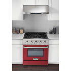 Kucht - 30 po Série KDF Cuisinière Pro Style au gaz propane - Acier inoxydable/Rouge-Les grilles robustes en fonte permettent de déplacer facilement les casseroles entre les brûleurs sans avoir à les soulever