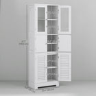 HOMCOM - Armoire de rangement de salle de bain avec portes persiennes et étagère réglable - blanc-Design moderne avec trois styles de portes : verre, panneau plein et persienne 