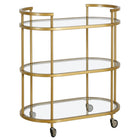 Hudson&Canal - Chariot de bar ovale Leif 30" de largeur - Laiton-Un design contemporain moderne pour votre cuisine, votre bureau, votre espace de divertissement et plus encore