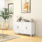 HOMCOM - Buffet 47,2 po L avec 4 portes de grange et 2 étagères ajustables - blanc-Restez organisé et sans encombrement grâce à quatre compartiments de rangement 