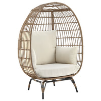 Manhattan Comfort - Fauteuil œuf autoportant moderne Spezia 33,46" pour patio, beige et crème-Fauteuil œuf moderne autoportant pour une utilisation intérieure et extérieure