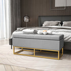 HOMCOM - Banc ottoman de rangement rembourré à dessus rabattable - gris-Le couvercle rabattable avec charnières est pratique pour une utilisation quotidienne 