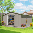 Abri de jardin Outsunny 11' x 13' avec kit de fondation - Gris clair-Fabriqué en acier galvanisé avec finition peinte pour une protection contre les intempéries

