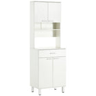 HOMCOM - Armoire de cuisine 71 po, buffet, vaisselier et support à micro-ondes - blanc-Design moderne et épuré avec des lignes géométriques simples et un placage effet bois qui s’intègre parfaitement à votre intérieur 