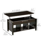 HOMCOM - Table basse relevable avec rangement - espresso-Fabriqué en panneau de particules avec une surface en mélamine pour une stabilité et une durabilité accrues