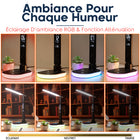 ShoppingAll - Lampe de bureau multifonctionnelle à LED avec base RVB, chargeur sans fil et chargement USB - Noir-Éclairage D’ambiance : La Base RGB Offre Une Lueur Douce Et Réglable Pour Créer Un Environnement De Travail Confortable.