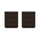 Manhattan Comfort - Evelyn 20" Table de nuit moderne à 3 tiroirs - Marron - Lot de 2-Table de nuit moderne pour chambre et salon lot de 2