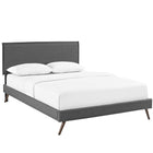 Modway - Amaris Tissu Lit à plateforme Queen avec pieds ronds et écartés, Gris-Cadre en bois / panneau en particules