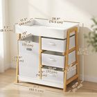 Qaba - Table à langer pour bébé avec matelas imperméable, 3 tiroirs et grand panier-Matelas coussiné imperméable offre confort doux et nettoyage facile  

