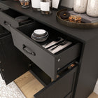 HOMCOM - Buffet 55,1 po L avec rangement - noir-Panneau de particules avec revêtement en mélamine assurant durabilité et facilité d’entretien 