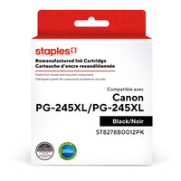 Staples - Cartouche d’encre Canon PG-245XL/PG-245XL remise à neuf - rendement élevé - noir - paquet de 2-Noir, Noir