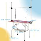 PawHut - Table de Toilettage pour Chien Réglable avec 2 Sangles de Sécurité - Rose-Deux sangles pour maintenir votre chien en place en toute sécurité pendant la toilette