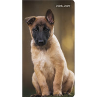 DateWorks - Planificateur de poche mensuel 2026-2027 - 3,5 po x 6,5 po - Chiots - Bilingue-Taille de 6,5 po x 3,5 po, parfaite pour la planification en déplacement