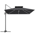 Outsunny - Parasol déporté 8 pi pour terrasse avec lumières LED à énergie solaire-Le panneau solaire et les perles LED illuminent les soirées sous le parasol  