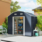 Outsunny - Abri de jardin galvanisé 8 pi x 4 pi avec étagères réglables et kit de fondation-2 fenêtres de ventilation pour garder l'intérieur sec et frais  
