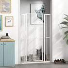 PawHut - Barrière pour Chat Extra Haute 59" L, 30"-41" H - Blanche-Comprend deux tiges de densification pour un ajustement de l'écart