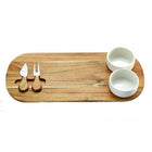 Splash - Planche à fromage 5 mcx avec bols-Plateau en bois d’acacia / bols en céramique / couteau et fourchette en acier inoxydable avec manche en bois