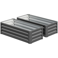 Outsunny - Ensemble de 2 bacs de jardin surélevés - 3,6 pi L x 1,6 pi l x 1 pi H - gris clair - Paquet de 2-Lot de deux bacs surélevés pour plantes : à utiliser ensemble ou séparément 