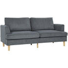 HOMCOM - Canapé 3 places 74 po avec coussins épais à ressorts - gris foncé-Comprend de la mousse haute densité, des ressorts ensachés, des ressorts en S et des bandes élastiques, garantissant un soutien doux et sans affaissement 