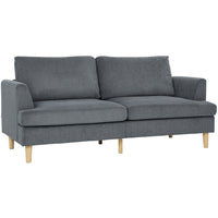 HOMCOM - Canapé 3 places 74 po avec coussins épais à ressorts - gris foncé-Comprend de la mousse haute densité, des ressorts ensachés, des ressorts en S et des bandes élastiques, garantissant un soutien doux et sans affaissement 