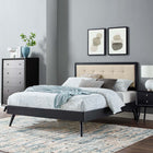 Modway - Willow Bois Lit à plateforme queen avec pieds écartés, Noir beige-Rubberwood Legs