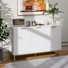 HOMCOM - Buffet 47,2 po L avec 3 portes - blanc-Les étagères réglables dans chaque armoire personnalisent l’espace de rangement 