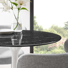 Modway - Lippa Rond de 28 po Faux marbre Table à manger, Blanc Noir-Sièges 2