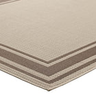 Modway - Rim Bordure solide intérieure et extérieure Tapis de 5 pi l x 8 pi L - Beige clair et beige foncé-Résistant aux taches / Facile à nettoyer
