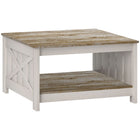 HOMCOM - Table basse style ferme avec étagère de rangement - chêne vieilli et brun-Finition grain de bois vieilli avec côtés de grange en forme de X ajoutant un charme de ferme à tout espace de vie
