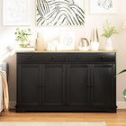 HOMCOM - Buffet 55,1 po L avec rangement - noir-L’étagère réglable à trois niveaux répond à divers besoins de rangement 