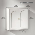 HOMCOM - Armoire murale de salle de bain avec 2 portes arquées et poignées dorées - grain de bois blanc-Idéal pour la salle de bain ou la cuisine