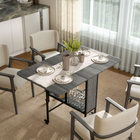 HOMCOM - Table à manger pliante à abattant sur roulettes 51 po avec étagère de rangement pour 6 personnes - gris vieilli-Étagère de rangement centrale cachée pour garder les essentiels organisés 