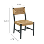 Modway - Bodie Chaise à manger - Black Natural-Siège et dossier en corde de papier tissée