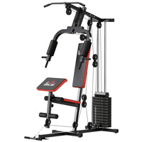 Soozier - Appareil d’entraînement pour gym à domicile-Exercices inclus : écarté couché, poulie haute/basse, développé couché, flexion des bras, extension des jambes et flexion des jambes