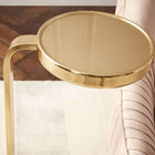 Plata Import James Table d'appoint ronde de 8 po de largeur - Base dorée Marbre-Plateau rond et base ronde en marbre