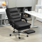 Vinsetto - Fauteuil de bureau exécutif avec repose-pieds et massage à 6 points et chaleur - noir-Dossier courbé et rembourrage double couche offrent un soutien supplémentaire 