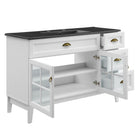 Modway - Isle 48" Armoire à coiffeuse de salle de bain - Blanc Noir-Trous centraux de 8"