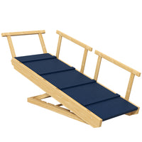 PawHut - Escalier pour chien - réglable, pliable avec tapis antidérapant-La structure en bois de pin supporte les grands chiens de moins de 88 lb (40 kg), idéale pour les chiens âgés et blessés 