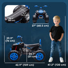 Qaba - Voiture électrique 24V à 2 places pour enfants avec roues à suspension - bleu-Roues larges et double suspension pour une conduite plus douce et plus sûre 