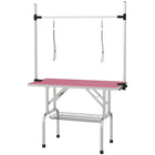 PawHut - Table de Toilettage pour Chien Réglable avec 2 Sangles de Sécurité - Rose-Cadre en métal solide pour une fiabilité et une solidité durables