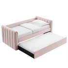 Modway - Veyla Chenal Touffé Performance Velvet Lit de jour jumelle avec Trundle, Rose-Pas besoin de sommiers