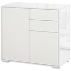 HOMCOM - Buffet latéral à haute brillance 31,1 po L avec 2 tiroirs - blanc-Idéal pour ranger la vaisselle, les verres, les tasses, les livres et plus encore 