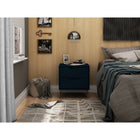 Manhattan Comfort - Table de nuit Rockefeller 51 cm style mi-siècle moderne à 2 tiroirs - Tatiana bleu minuit-Choisissez le design de votre poignée lorsque le produit est chez vous Option pour une poignée découpée ou un look affleurant