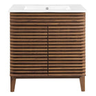 Modway - Render 30" Armoire à coiffeuse de salle de bain - Blanc noyer-8