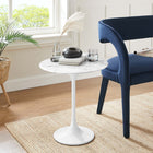 Modway - Lippa Rond de 20 po Faux marbre Table d’appoint - Blanc blanc-Socle métallique résistant aux éclats