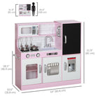 Qaba - Cuisine de jeu pour enfants avec tableau noir, machine à glaçons - rose-Ensemble en acier inoxydable de 5 pièces simule une cuisine réaliste 