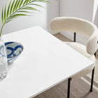 Modway - Lippa 28 po Carré Bois Table à manger, Or Blanc-Socle métallique résistant aux éclats